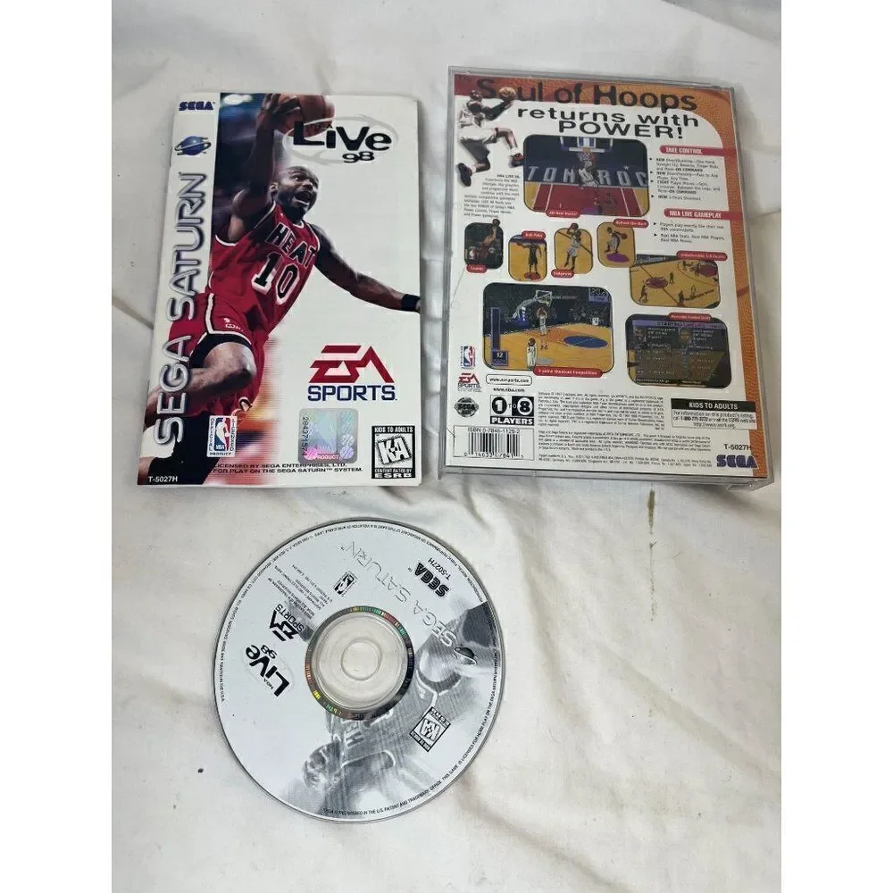 NBA Live 98, 1997, Sega Saturn - CIB Complete in Box Long Box Has No Hinges